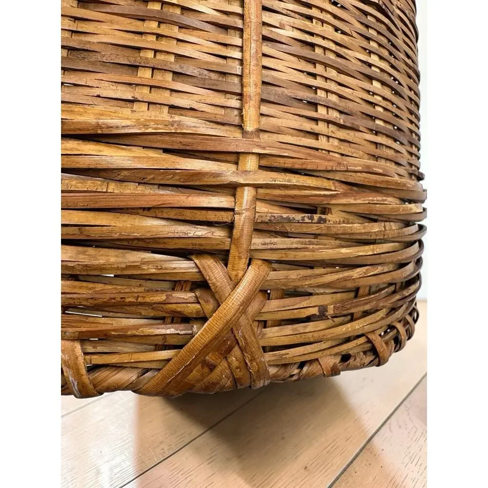 Vintage Chinese Wicker Bushel Basket 9.5